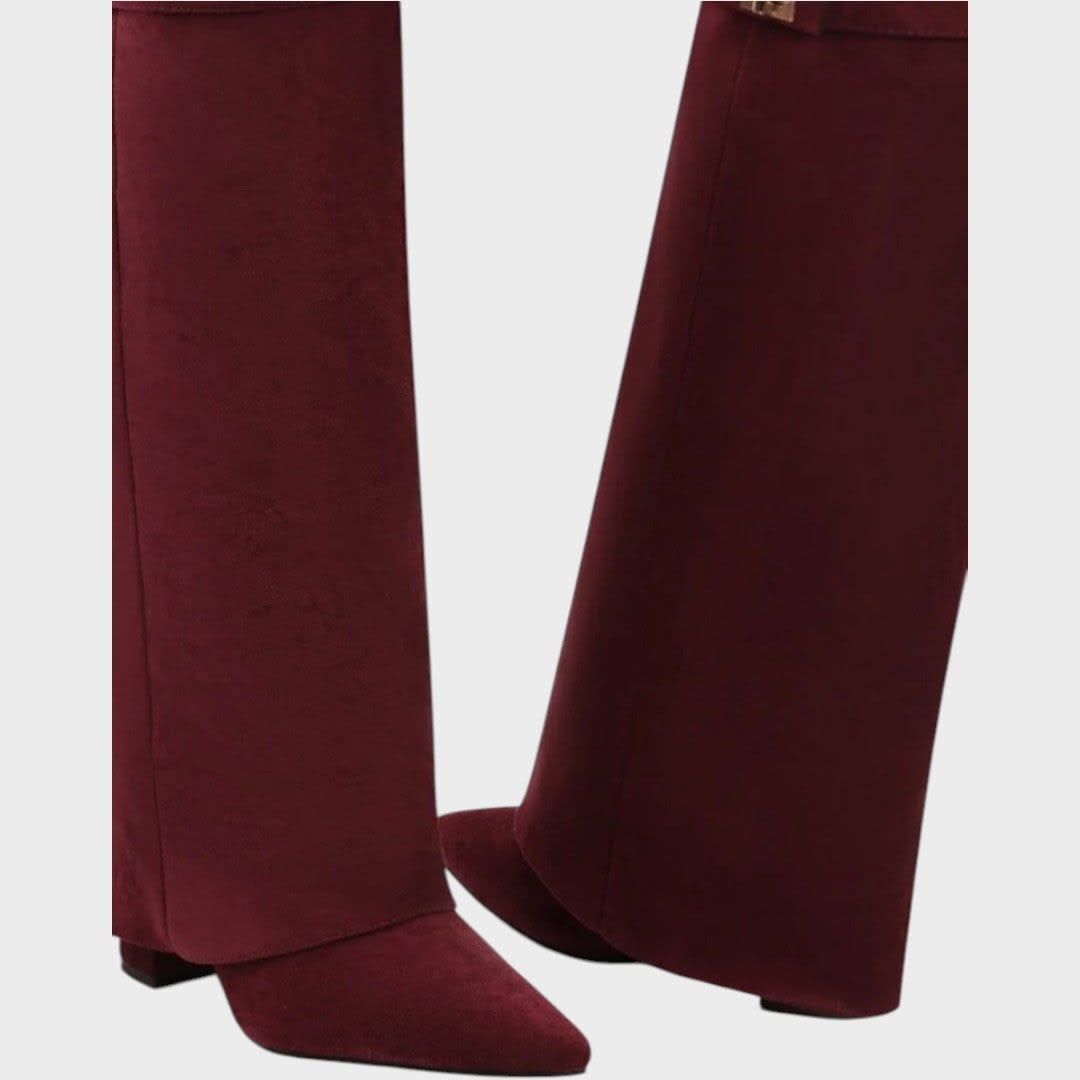 Women's Suede Fold Over Knee High Boots | Luna_14
