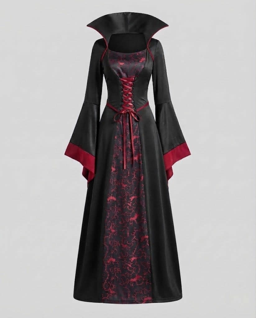 Women's Gothic Vampire Costume Maxi Dress | April_5