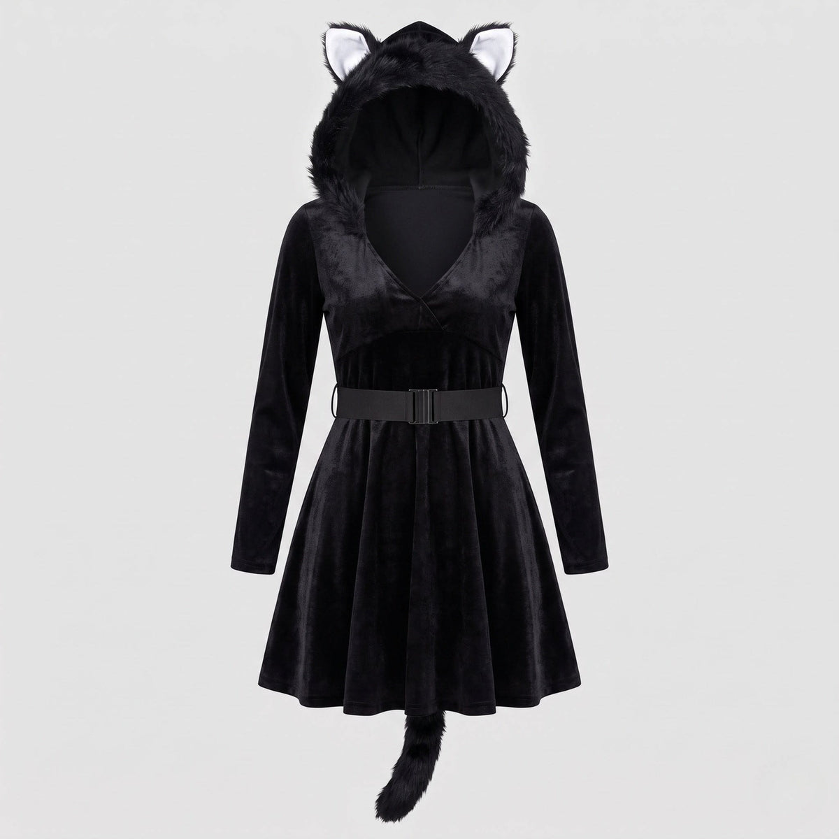 Women's Velvet Cat Costume Mini Dress | Gail_4