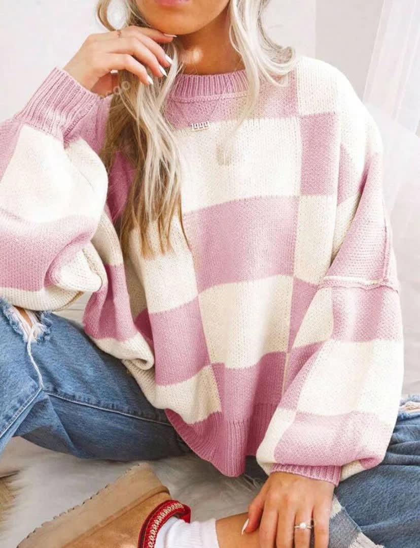 Women's Checkerboard Knit Jumper | Jessie_13
