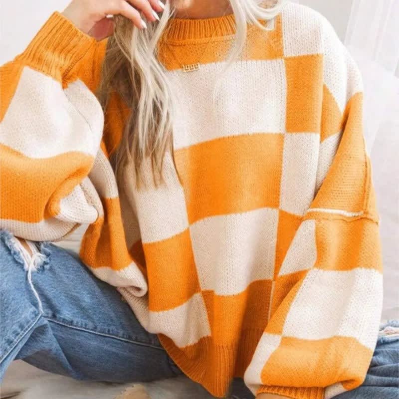 Women's Checkerboard Knit Jumper | Jessie_5