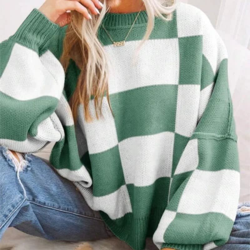 Women's Checkerboard Knit Jumper | Jessie_6