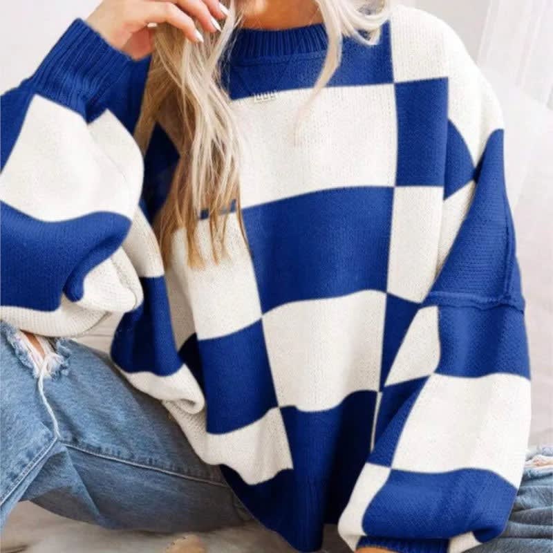 Women's Checkerboard Knit Jumper | Jessie_7