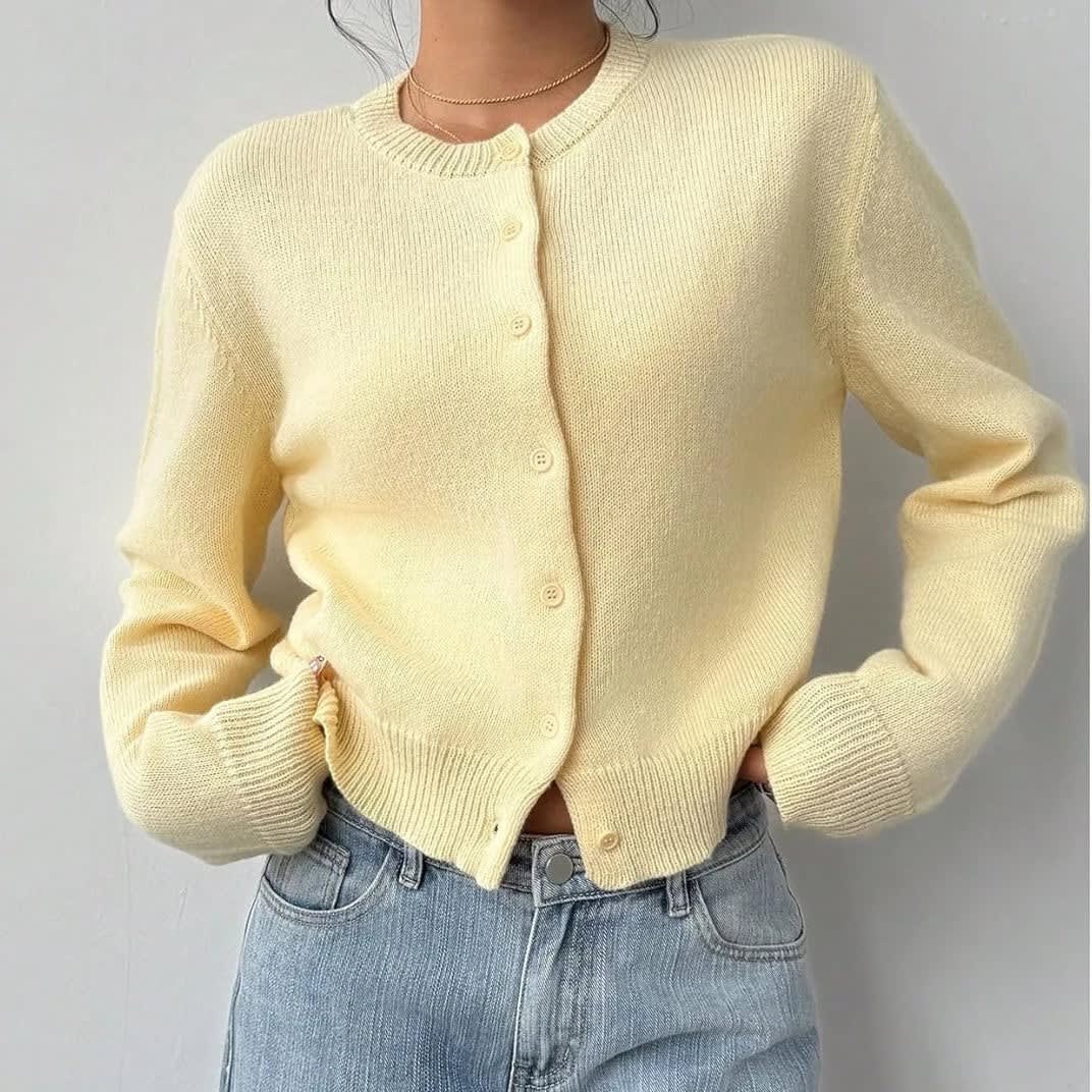 Women's Round Neck Button Cardigan | Bessie_5