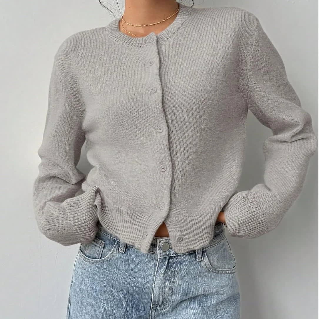 Women's Round Neck Button Cardigan | Bessie_6