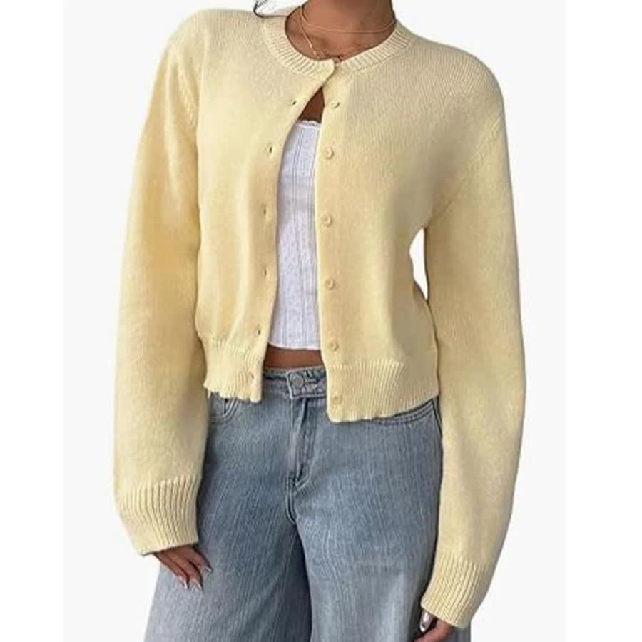 Women's Round Neck Button Cardigan | Bessie_8