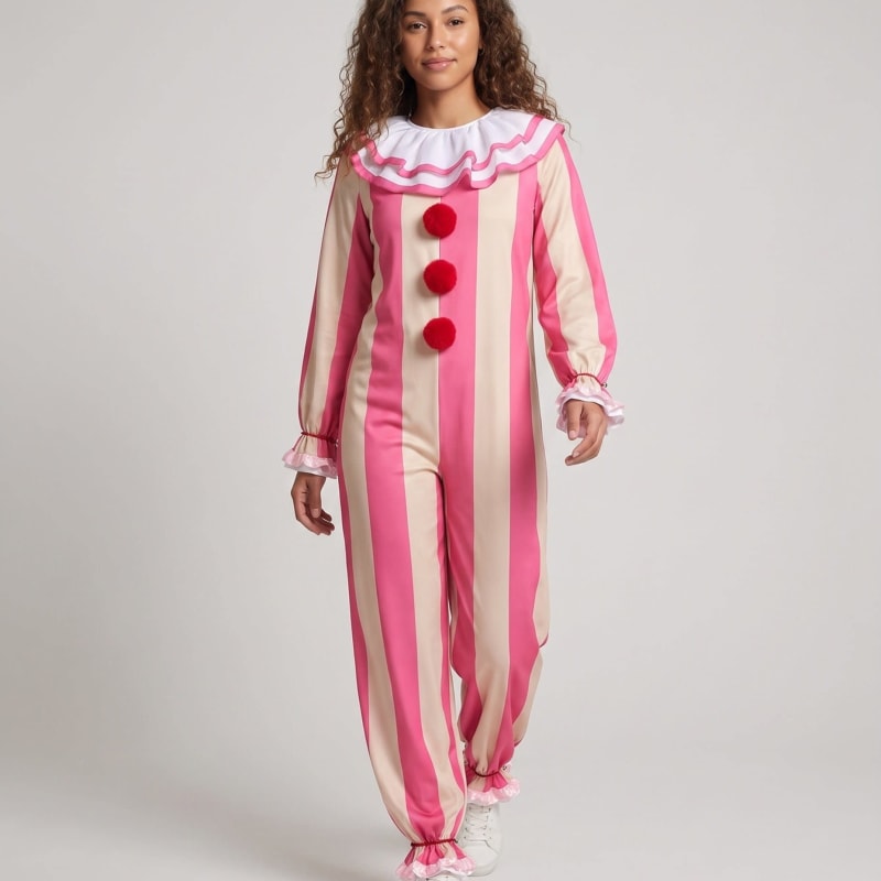 Women's Striped Clown Costume Jumpsuit | Connie_1