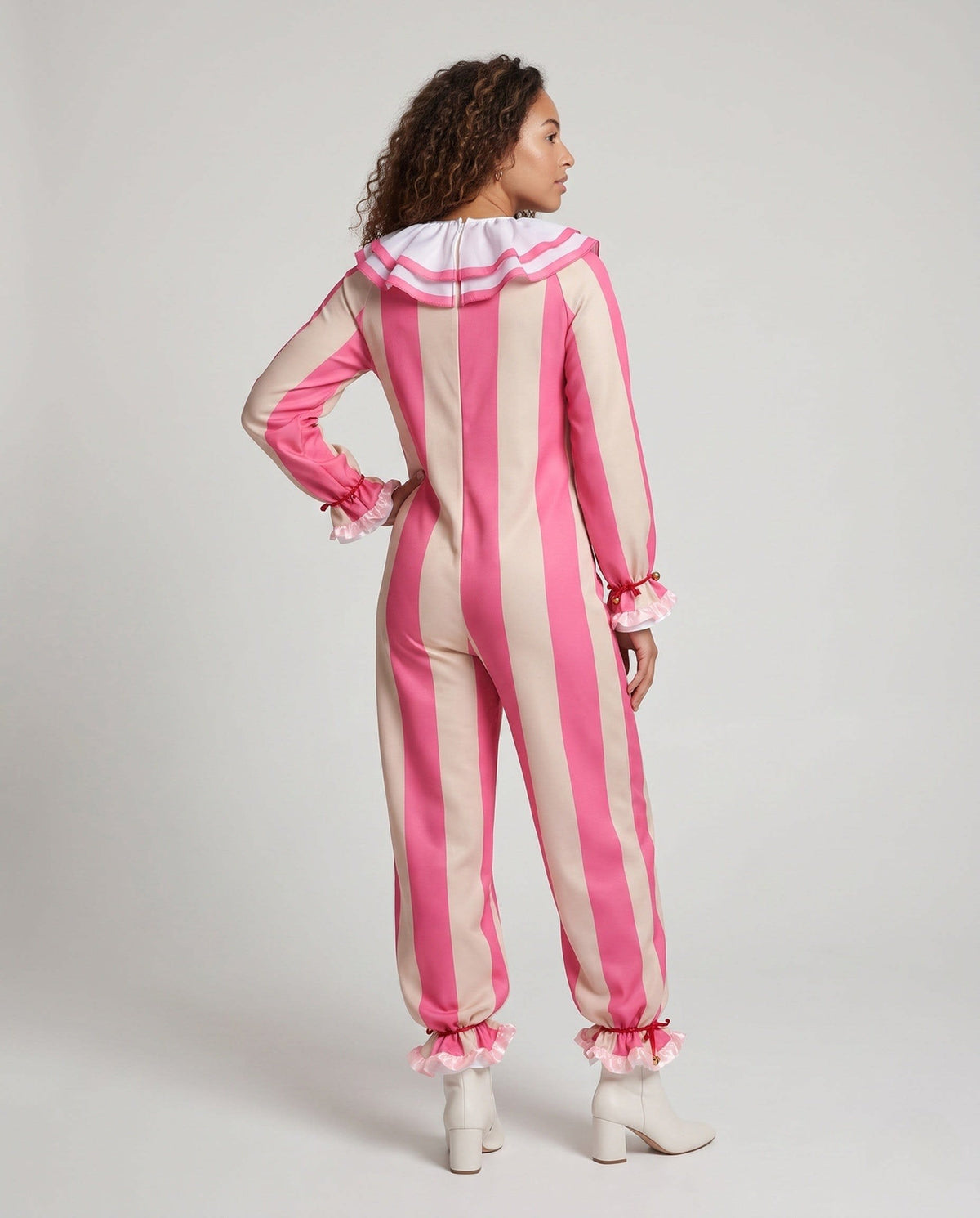 Women's Striped Clown Costume Jumpsuit | Connie_3