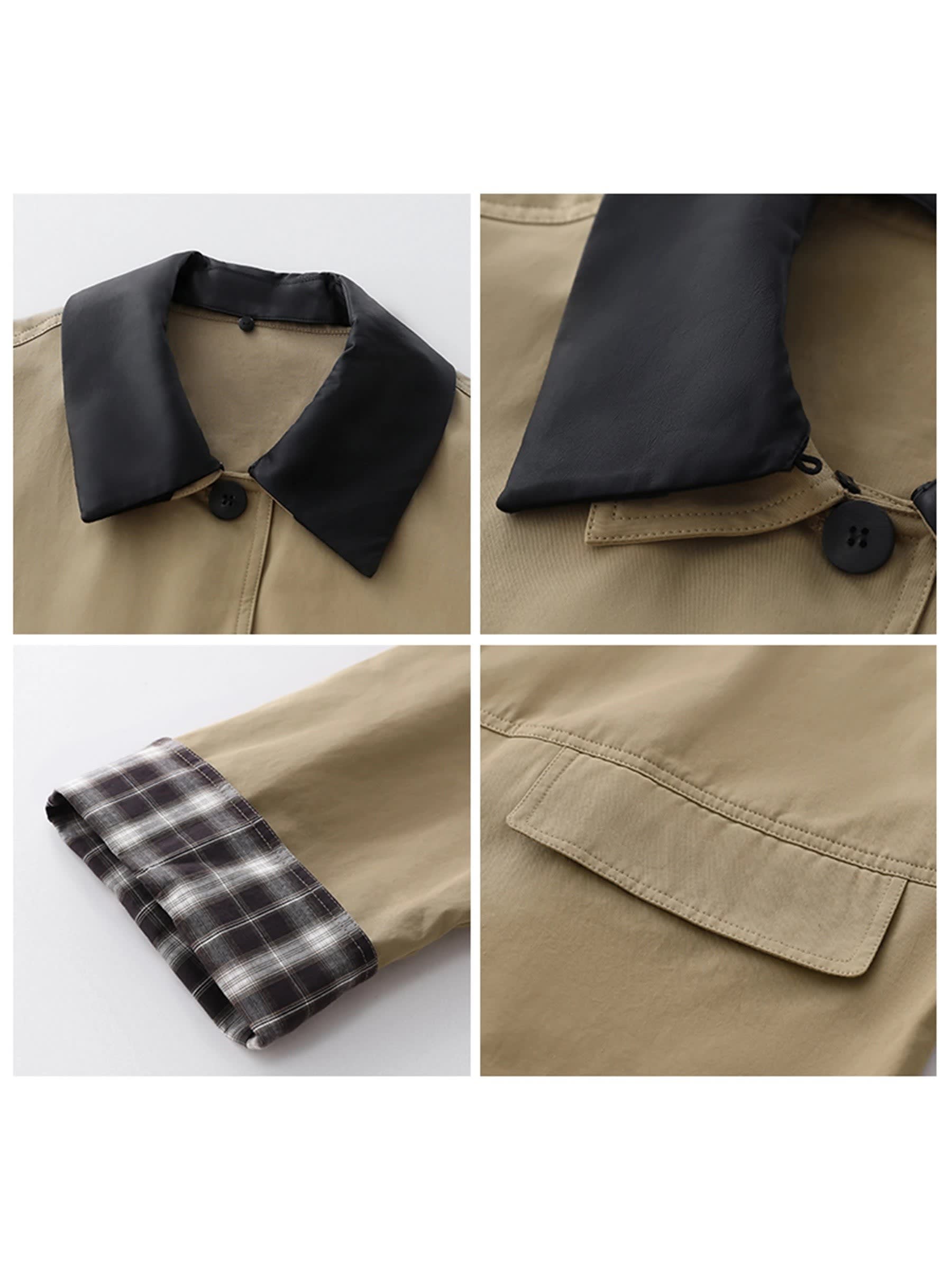 Women's Oversized Contrast Collar Jacket | Wenna_8