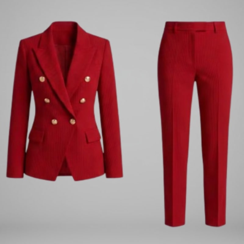 Women's Double Breasted Blazer Trouser Set | Marsaili_1