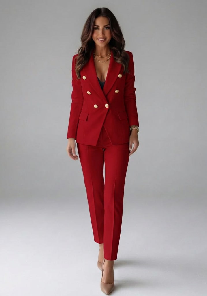 Women's Double Breasted Blazer Trouser Set | Marsaili_2