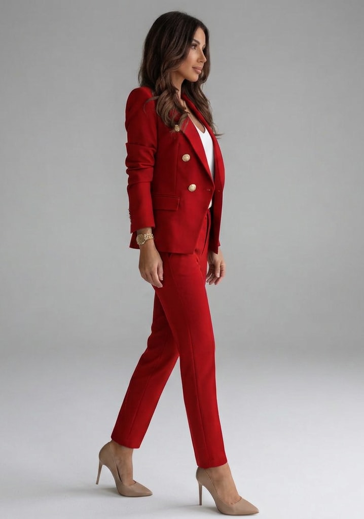 Women's Double Breasted Blazer Trouser Set | Marsaili_3