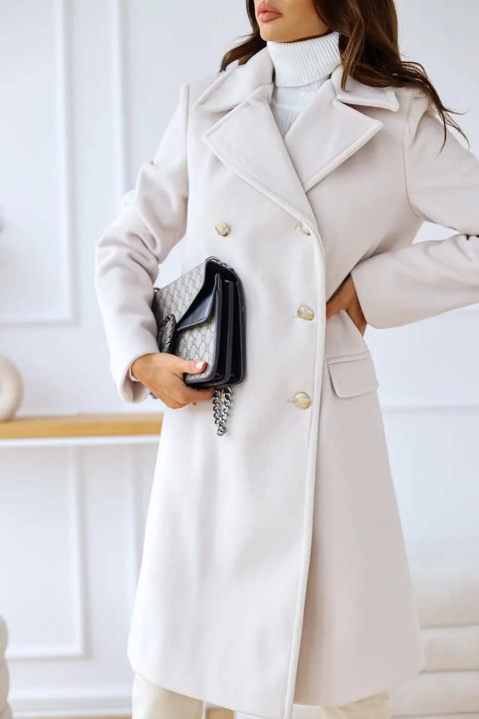 Women's Double-Breasted Wool Coat | Thea_8