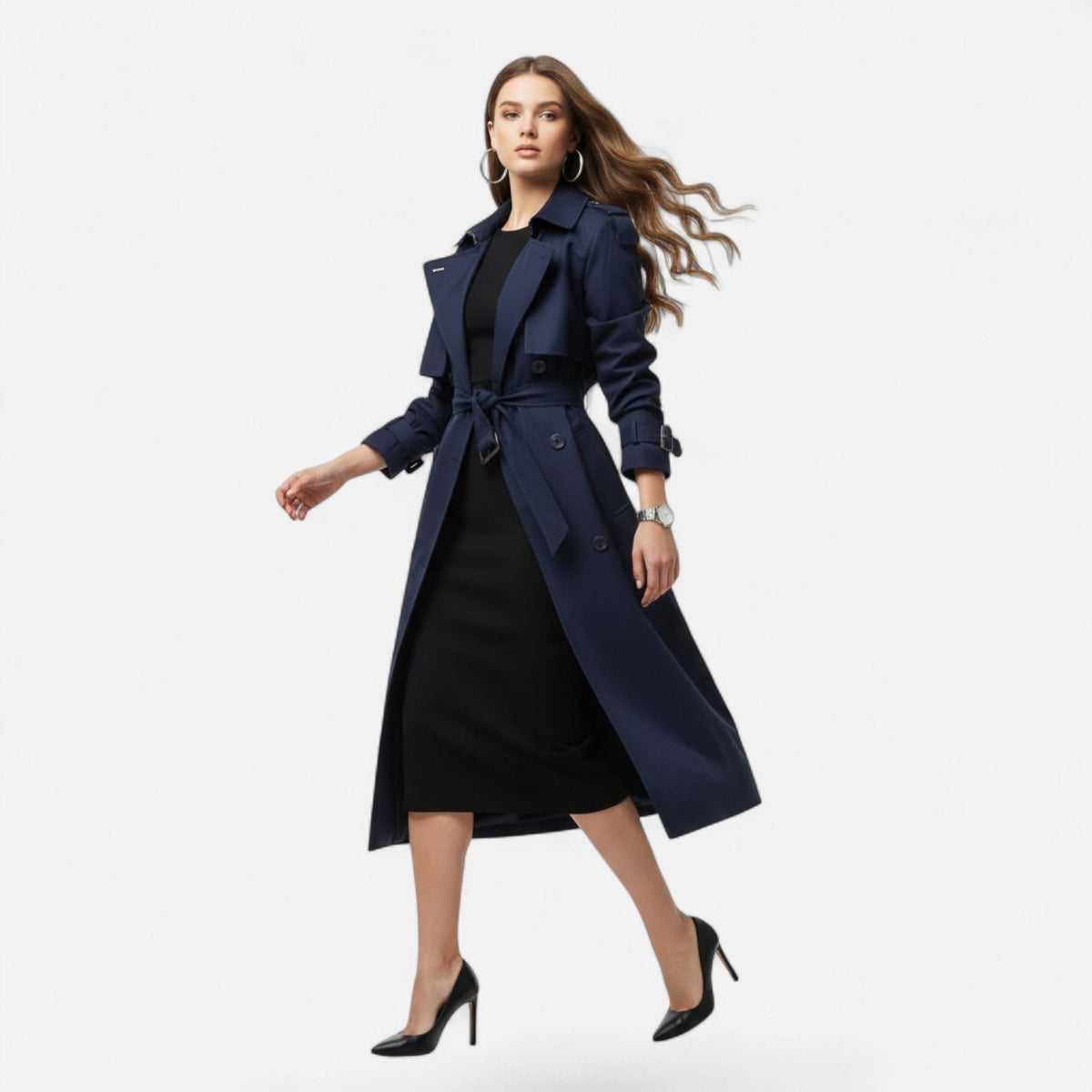 Women's Double-Breasted Belted Trench Coat | Alexia_11