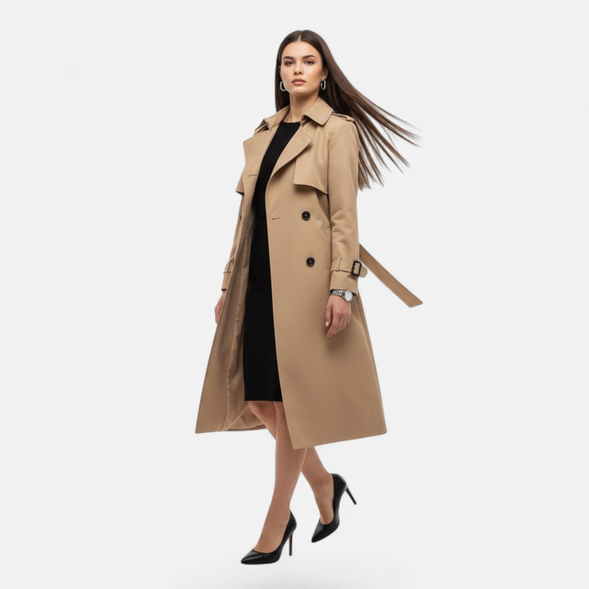 Women's Double-Breasted Belted Trench Coat | Alexia_5