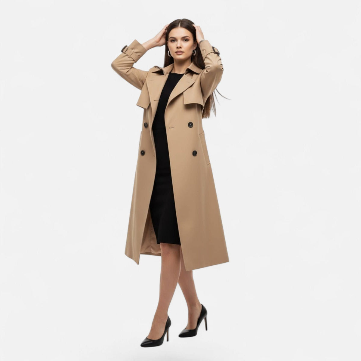 Women's Double-Breasted Belted Trench Coat | Alexia_6