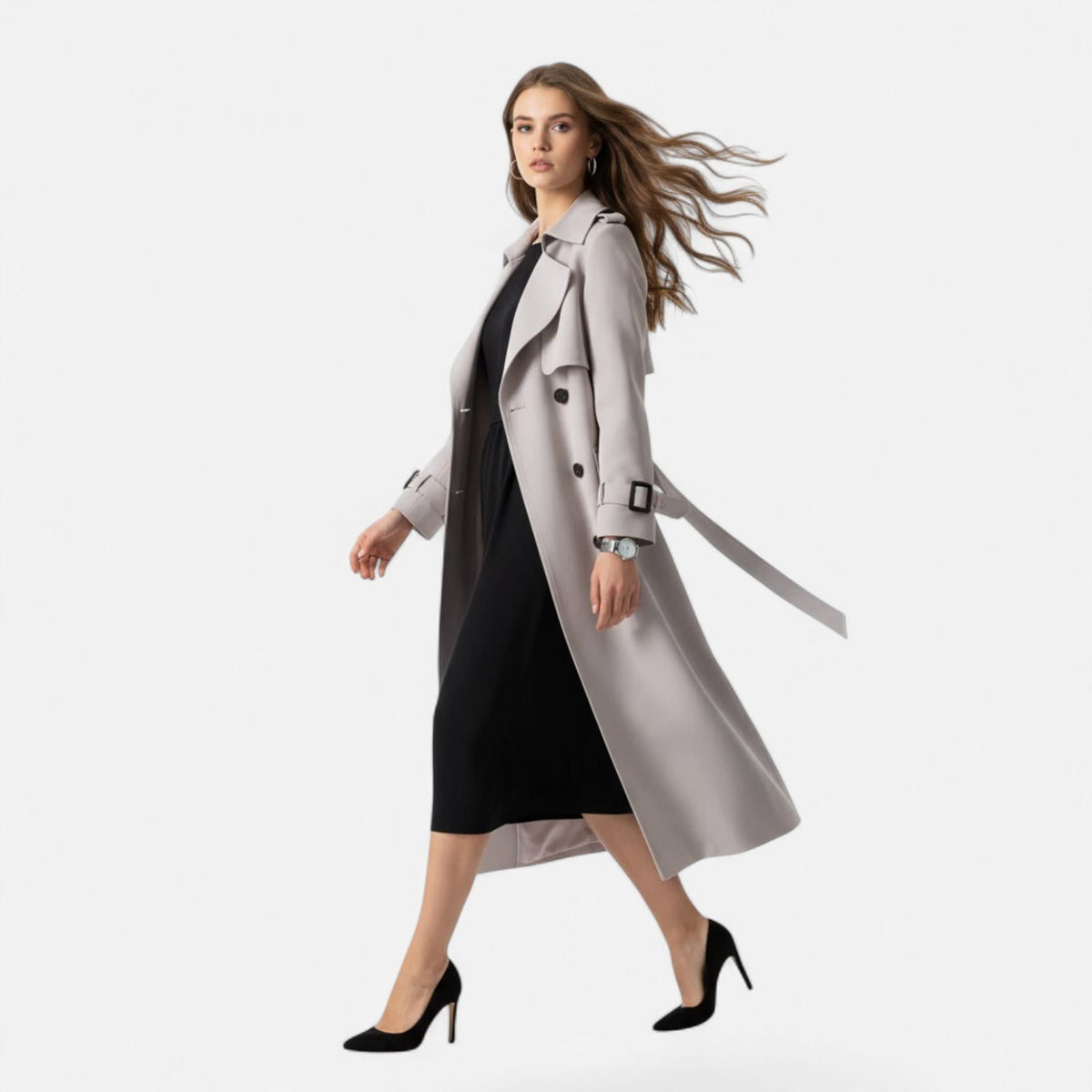 Women's Double-Breasted Belted Trench Coat | Alexia_8