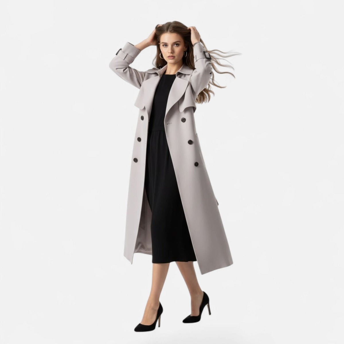 Women's Double-Breasted Belted Trench Coat | Alexia_9