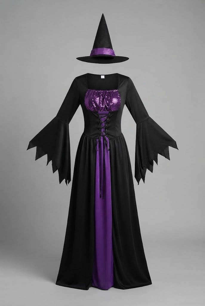 Women's Lace-Up Witch Costume Maxi Dress | Ann_4