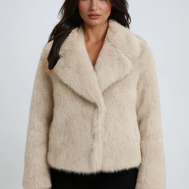 Women's Cropped Faux Fur Coat | Glenys_1