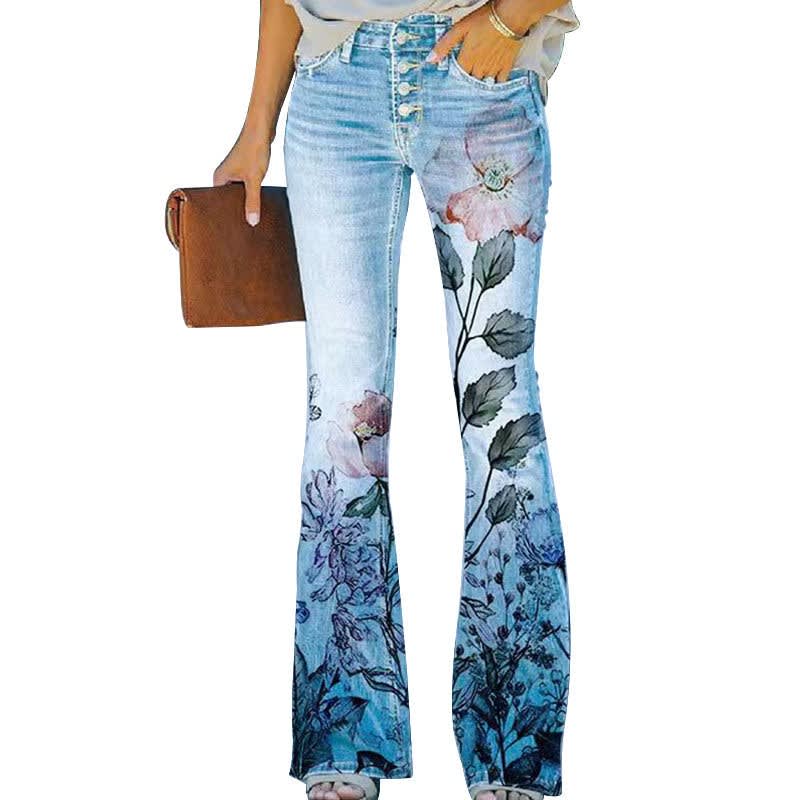 Women's Floral Print Flared Jeans | Clementine_2