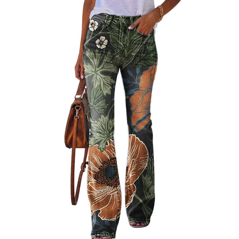 Women's Floral Print Flared Jeans | Clementine_6