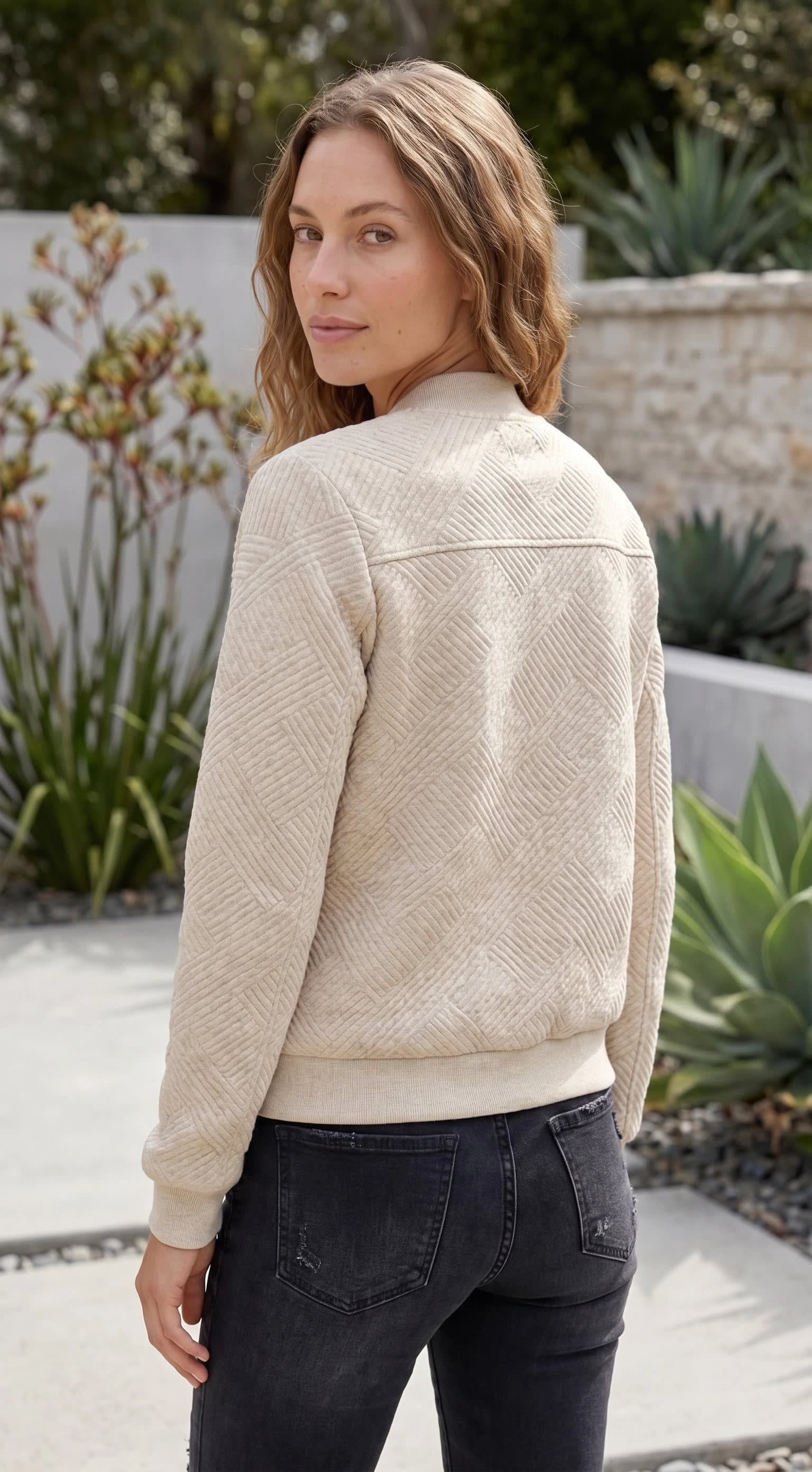 Women's Quilted Zip Bomber Jacket | Dilwen_3