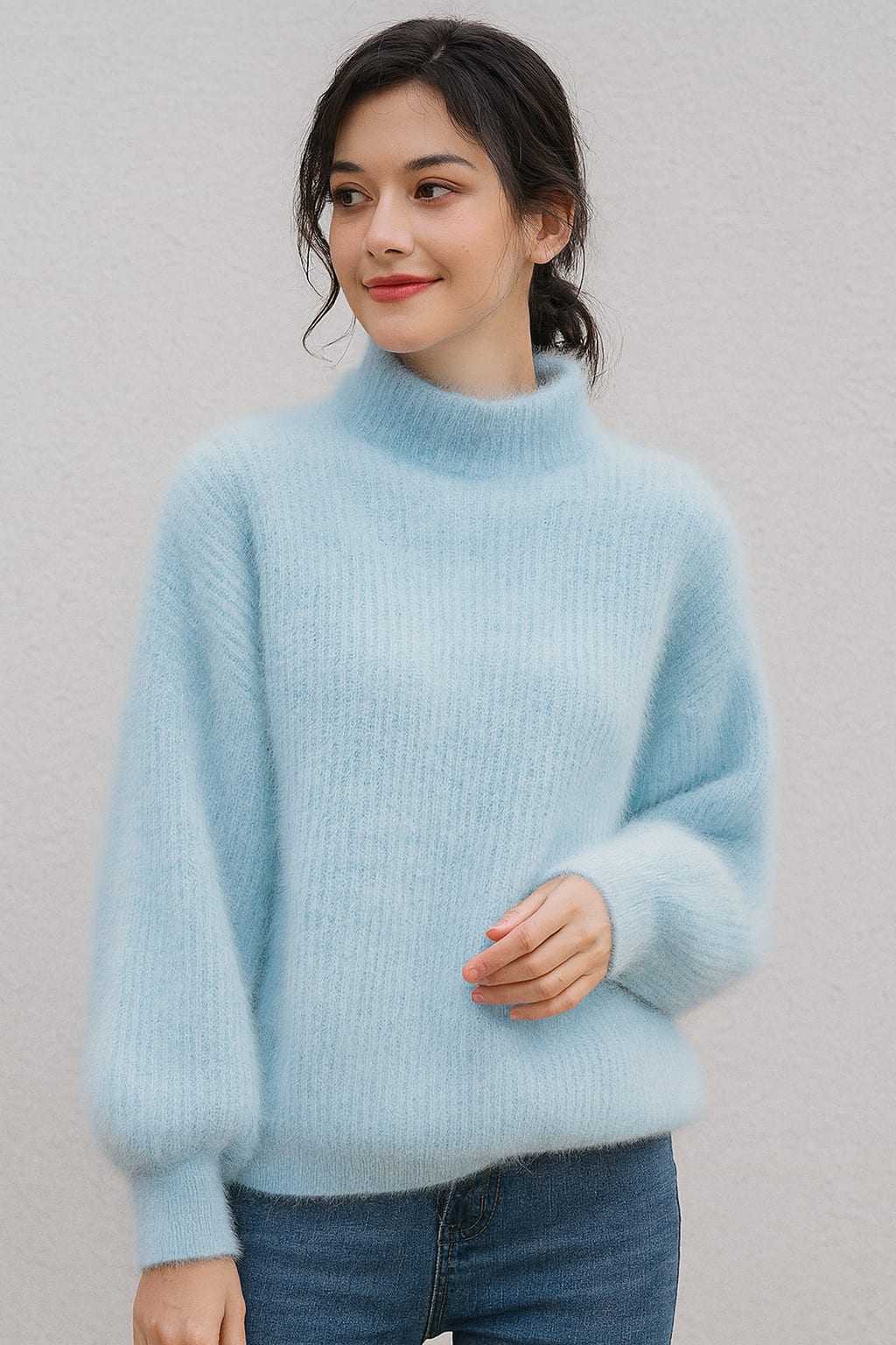 Women's Fluffy Knit Turtleneck Jumper | Tessa_4