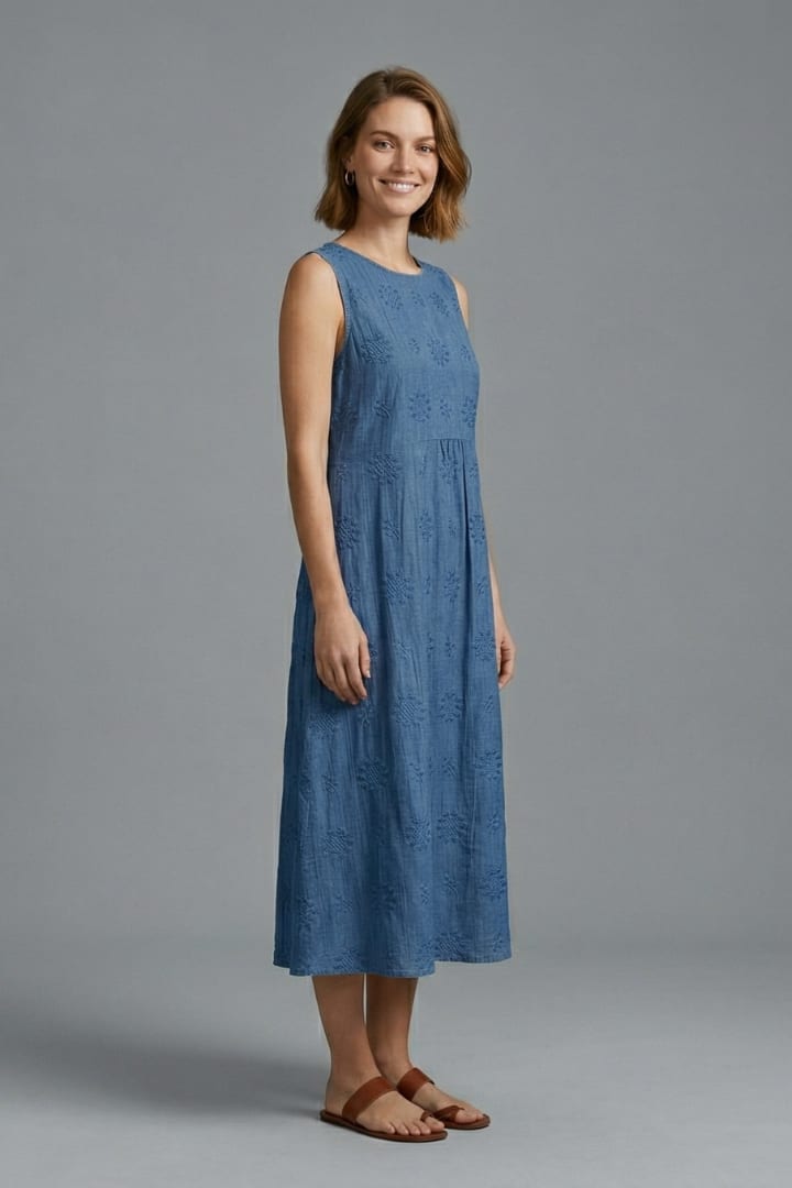 Women's Embroidered Sleeveless Midi Dress | Nicole Nelson_3