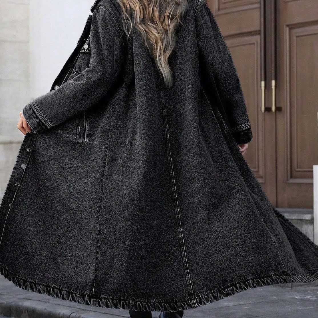 Women's Longline Denim Coat | Alys_5