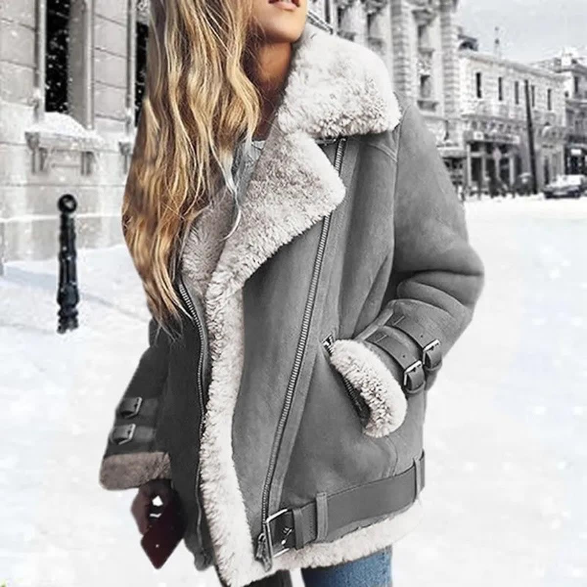 Women's Faux Shearling Aviator Jacket | Iola_6