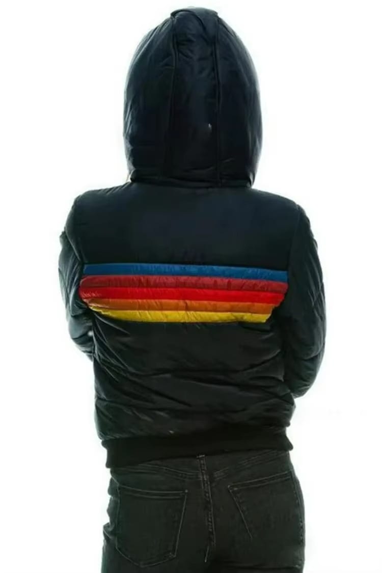 Women's Retro Striped Puffer Jacket | Fern_3