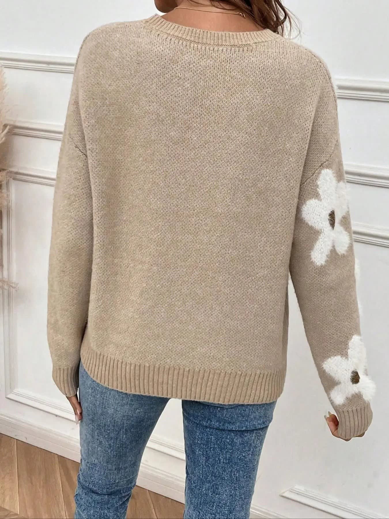 Women's Floral Round Neck Jumper | Rosenwyn_3