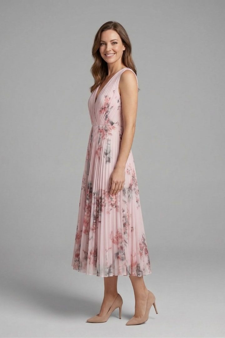 Women's Floral Pleated Midi Dress | Rebecca Pierce_3