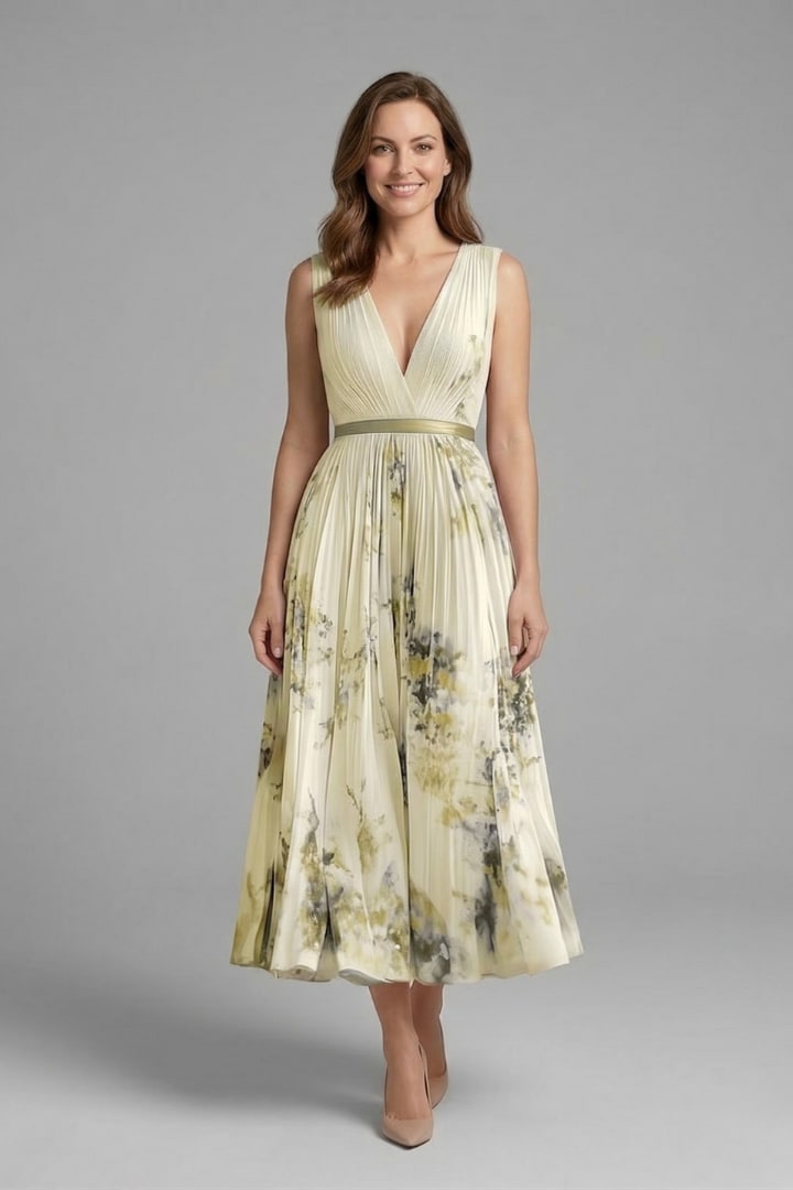 Women's Floral Pleated Midi Dress | Rebecca Pierce_7