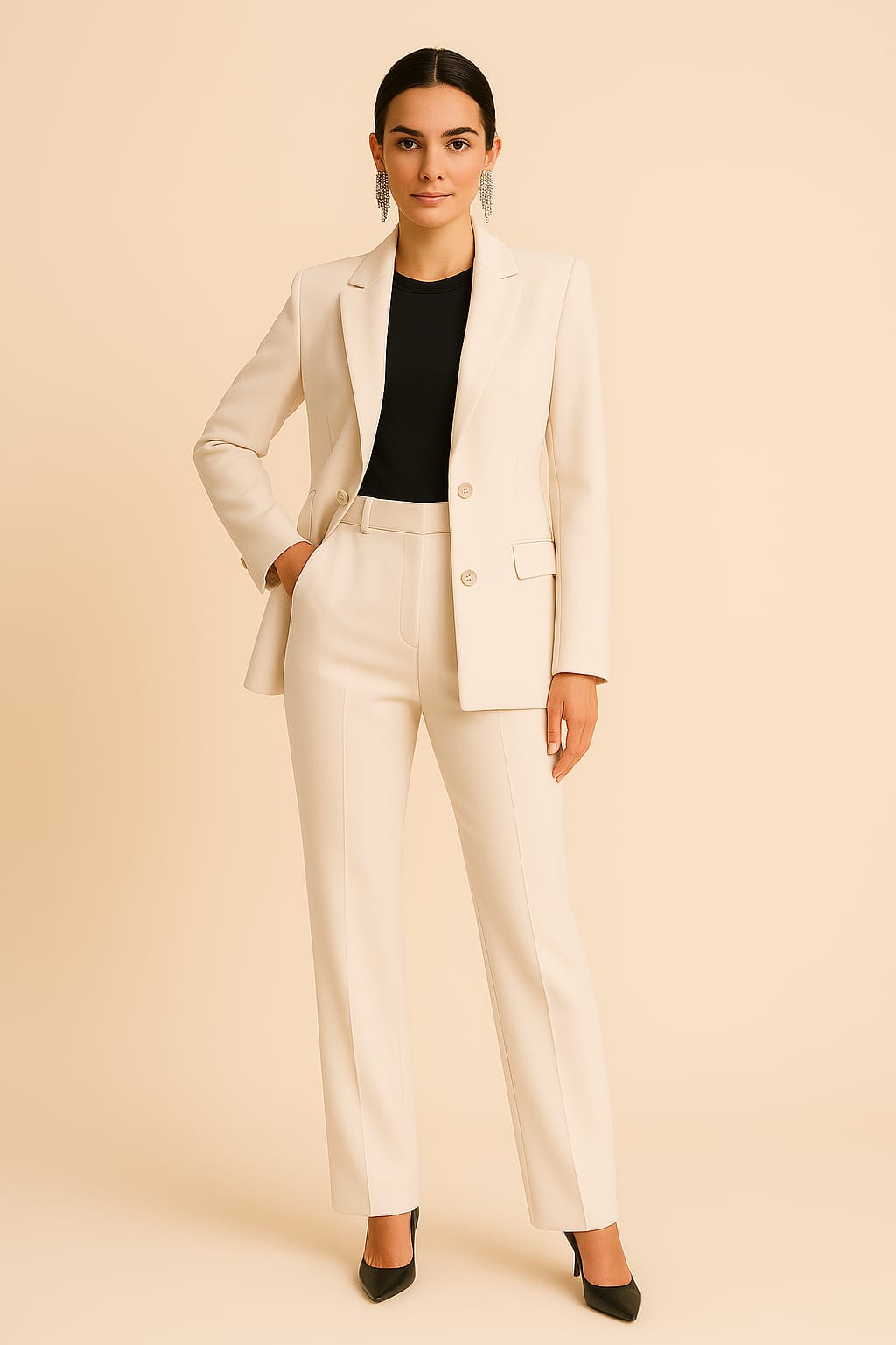 Women's Single Breasted Two Piece Trouser Suit | Rebecca_2