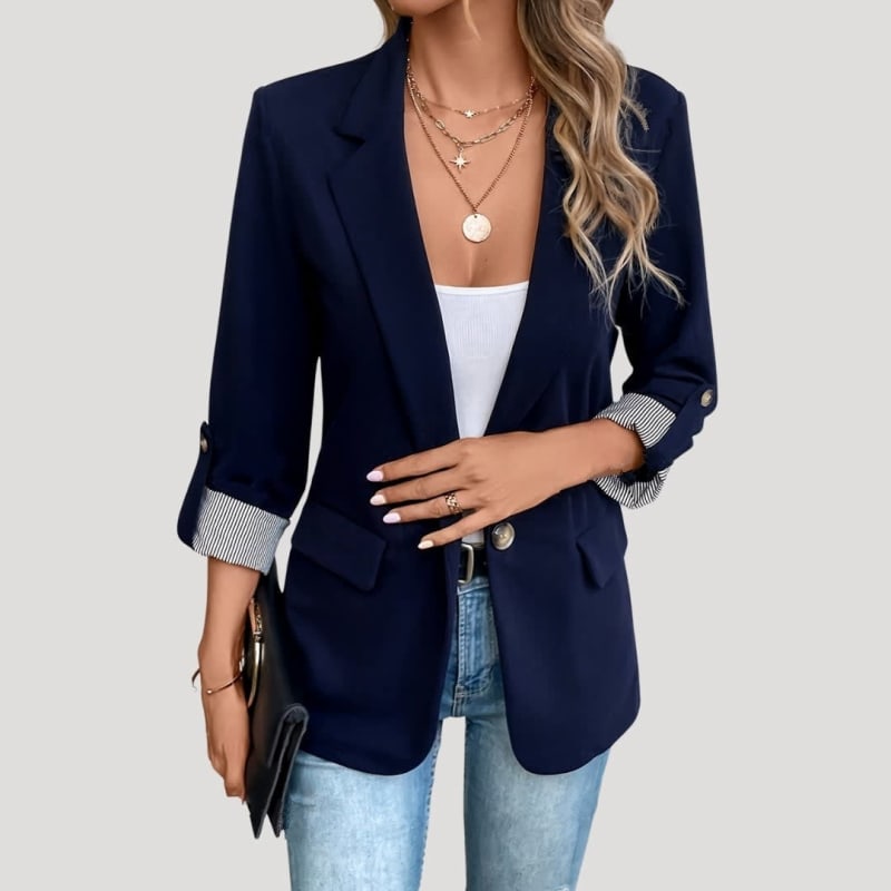 Women's Single Breasted Turn-Up Sleeve Blazer | Caroline_1