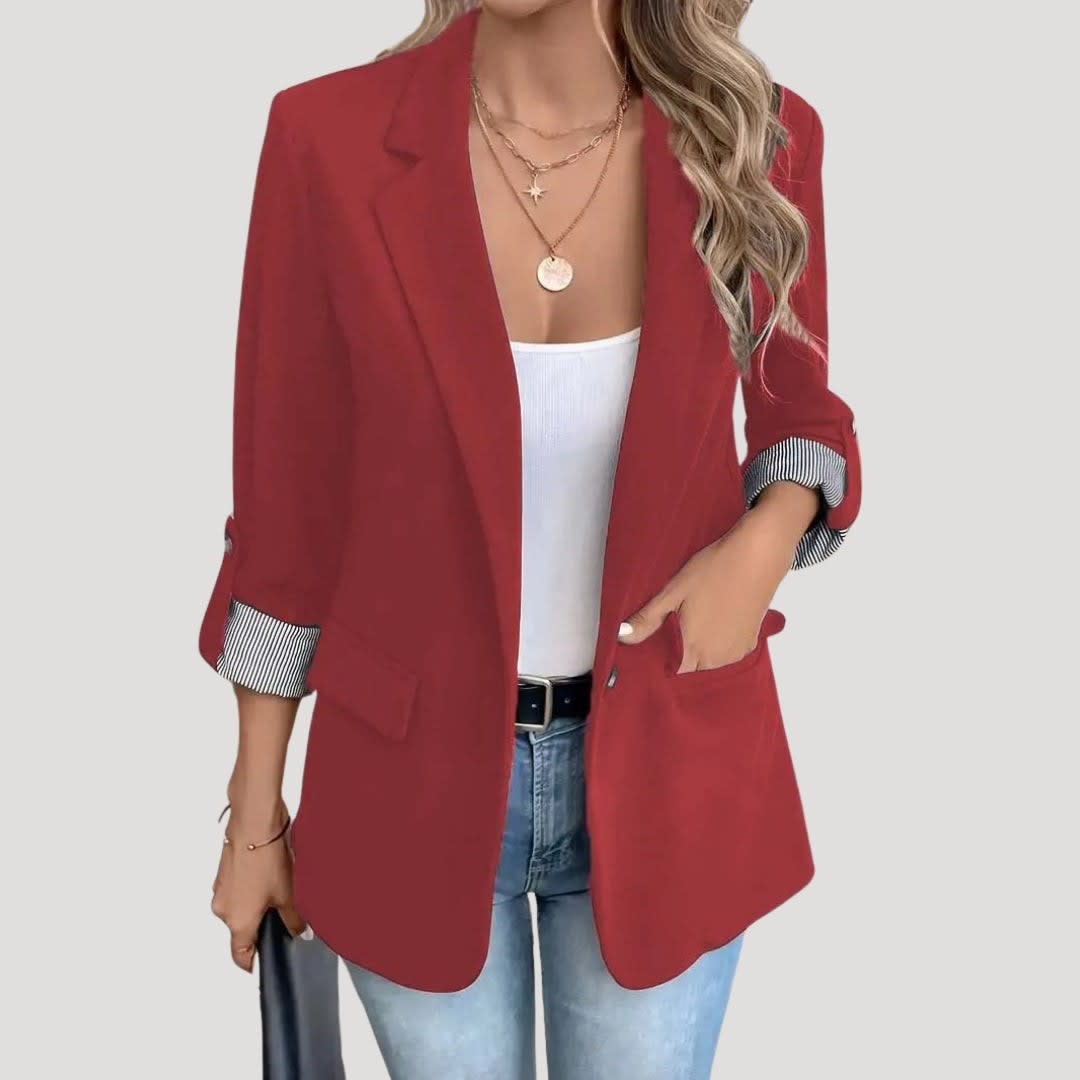 Women's Single Breasted Turn-Up Sleeve Blazer | Caroline_2