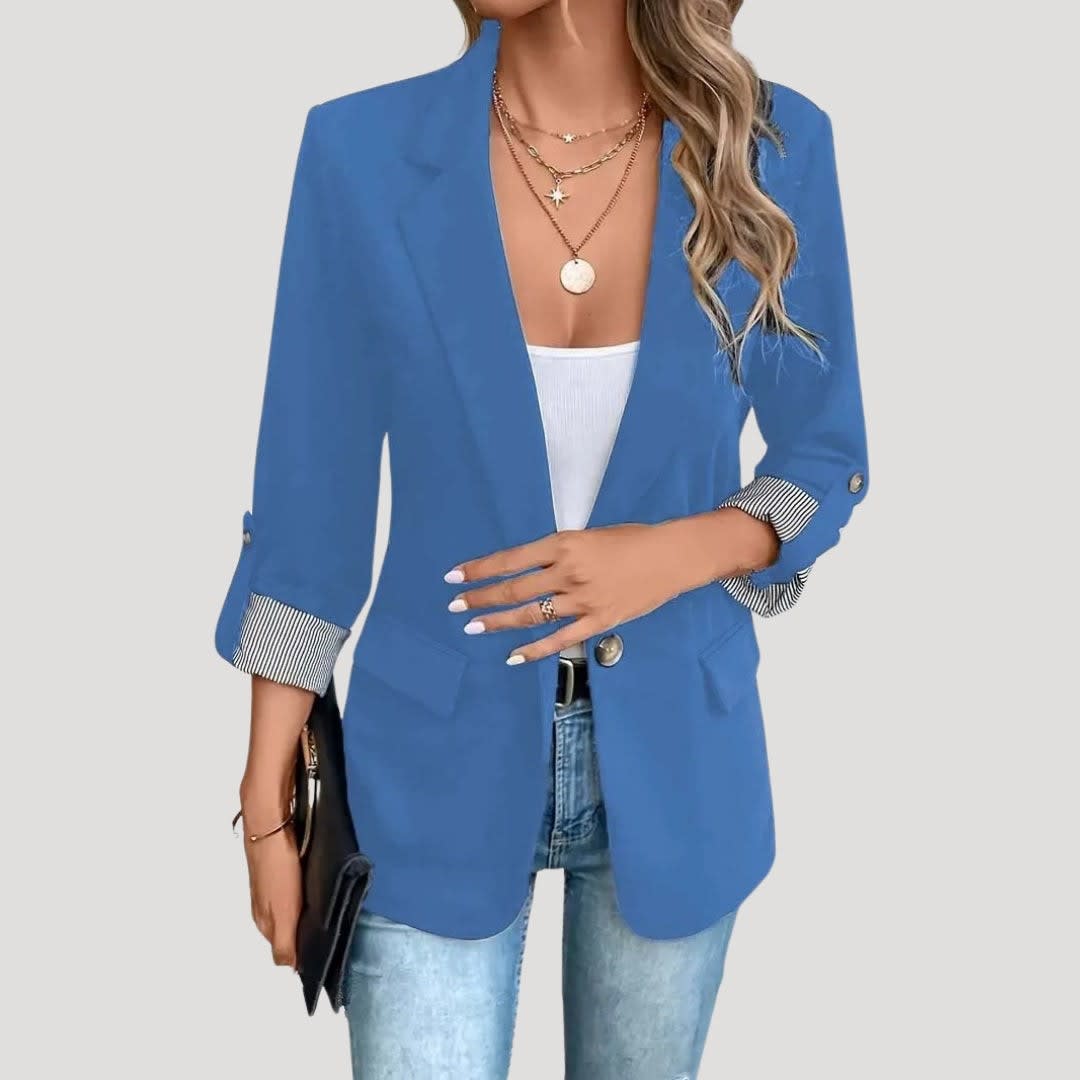 Women's Single Breasted Turn-Up Sleeve Blazer | Caroline_3