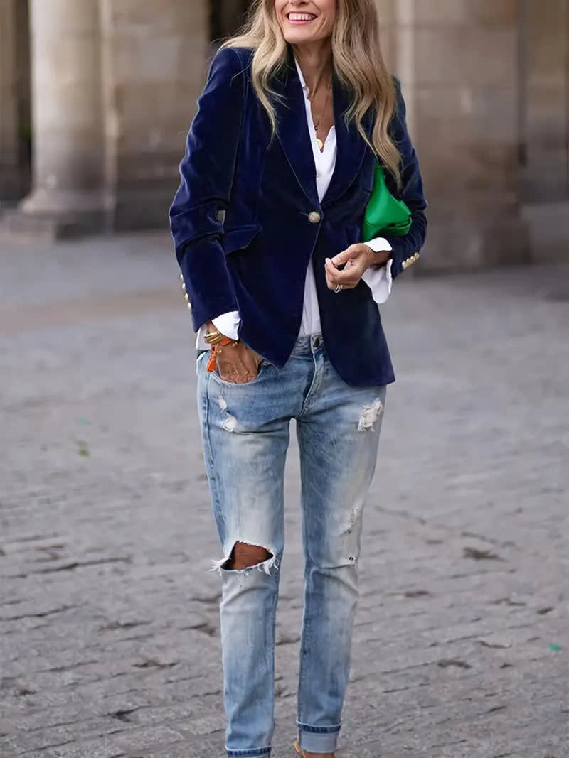 Women's Single Breasted One Button Blazer | Samantha_10