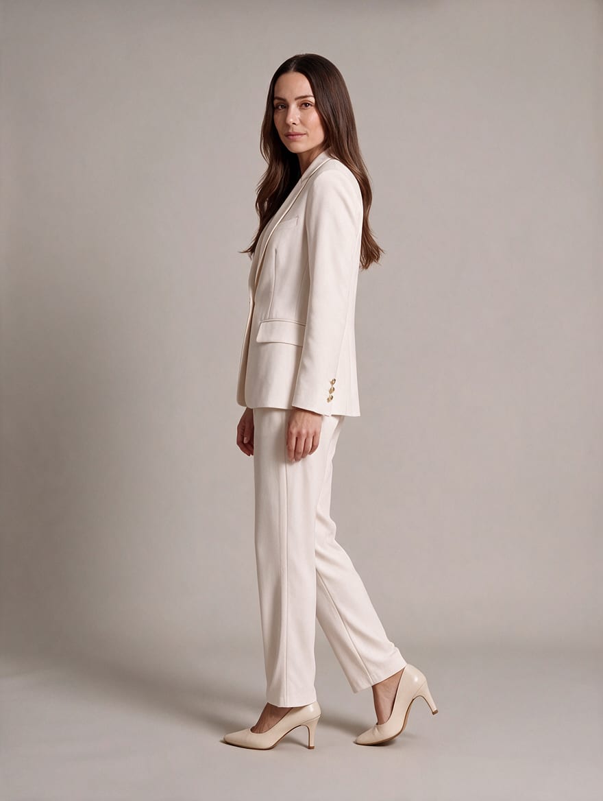 Women's Single Breasted Cropped Trouser Suit Blazer Set | Niamh_5