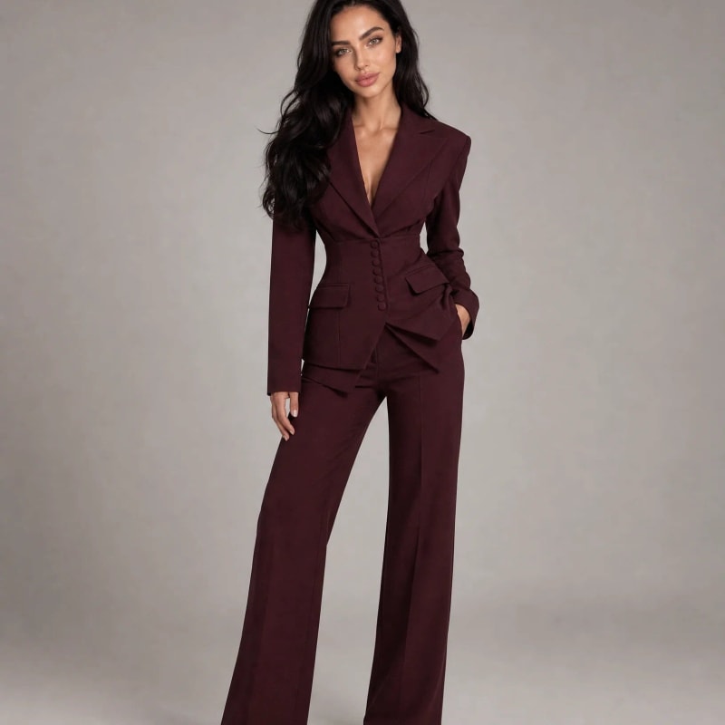 Women's Tailored Wide Leg Trouser Suit | Catherine_1