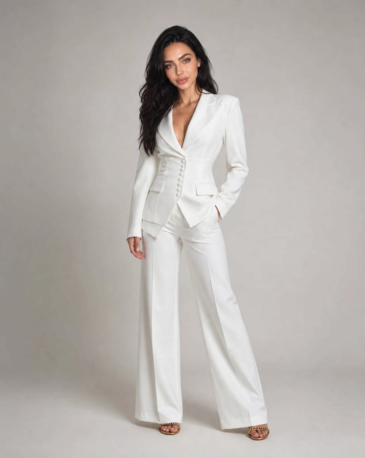 Women's Tailored Wide Leg Trouser Suit | Catherine_5
