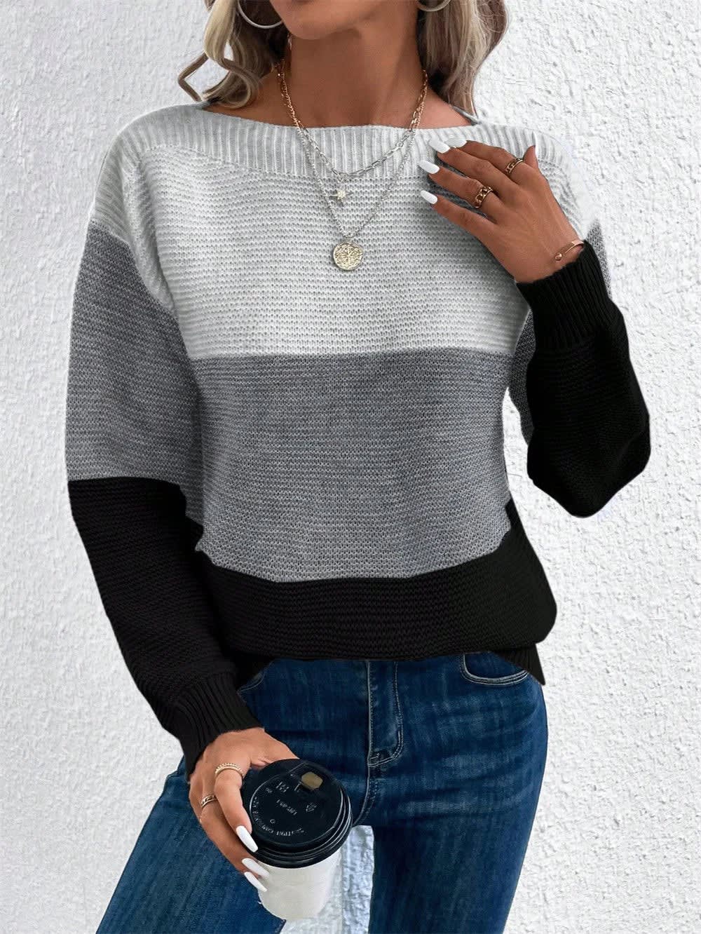 Women's Oversized Color Block Jumper | Sowena_10