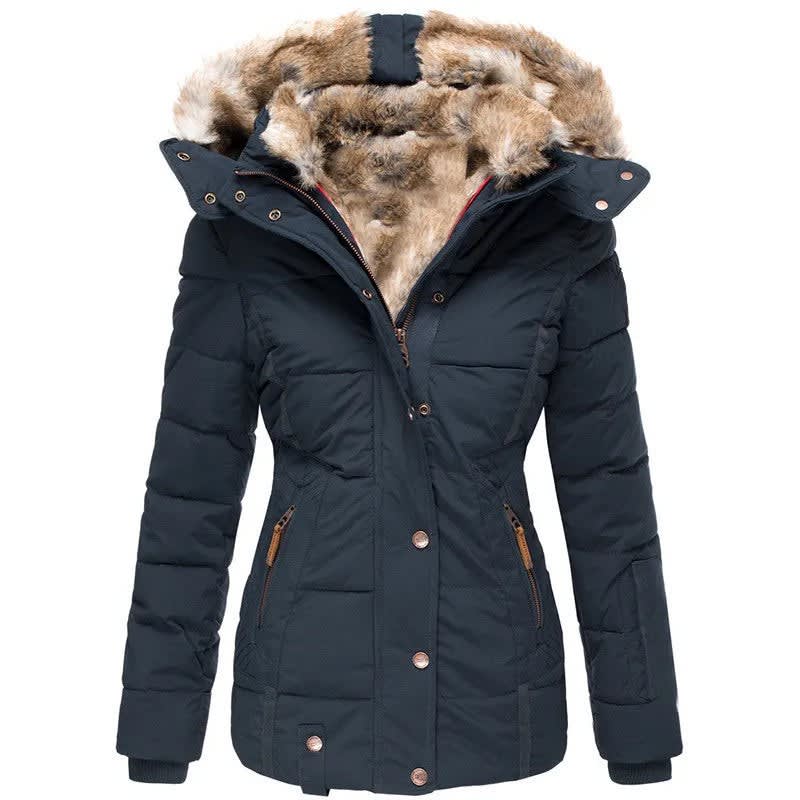 Women's Faux Fur Hooded Puffer Jacket | Blodwen_1