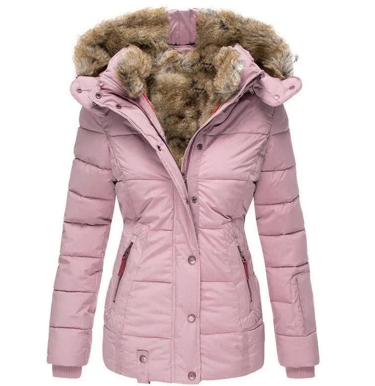Women's Faux Fur Hooded Puffer Jacket | Blodwen_6
