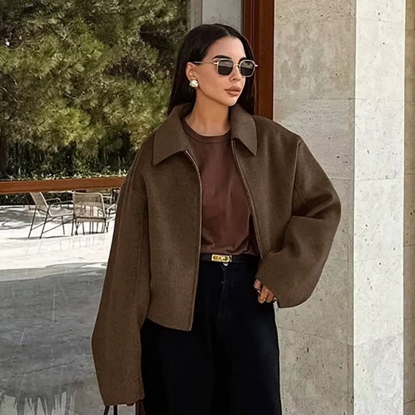 Women's Wool Blend Cropped Jacket | Sian_4