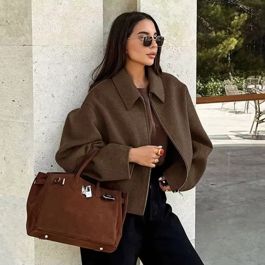 Women's Wool Blend Cropped Jacket | Sian_5