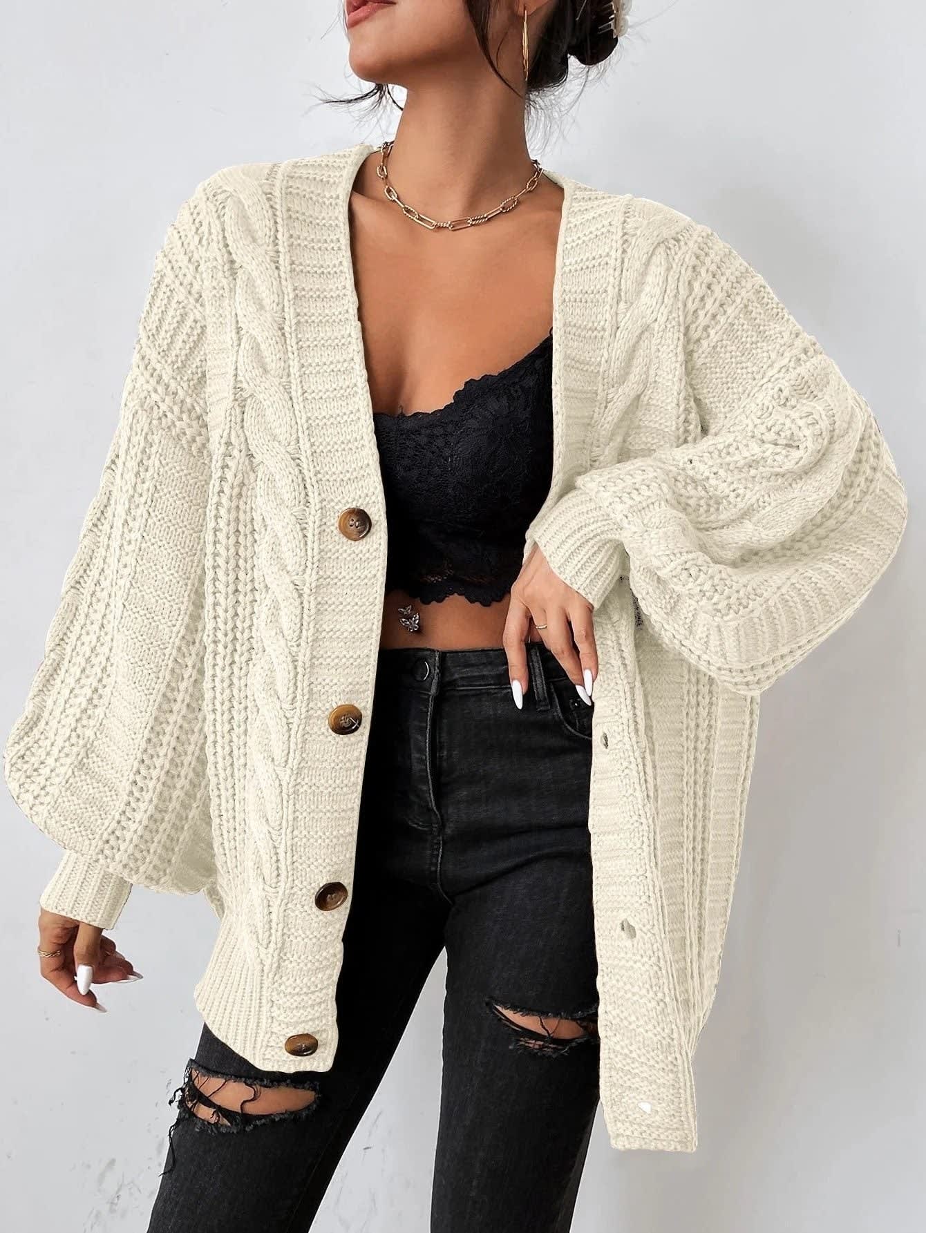 Women's Cable Knit Oversized Cardigan | Maeve_3