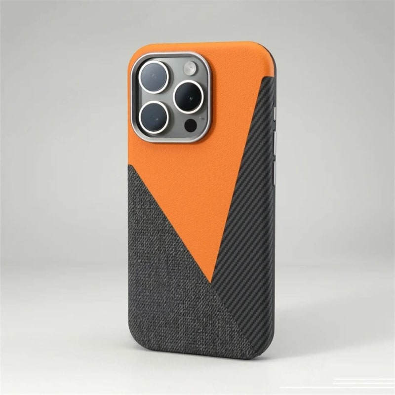 Men's Leather Color Block MagSafe iPhone Case | Damien_1